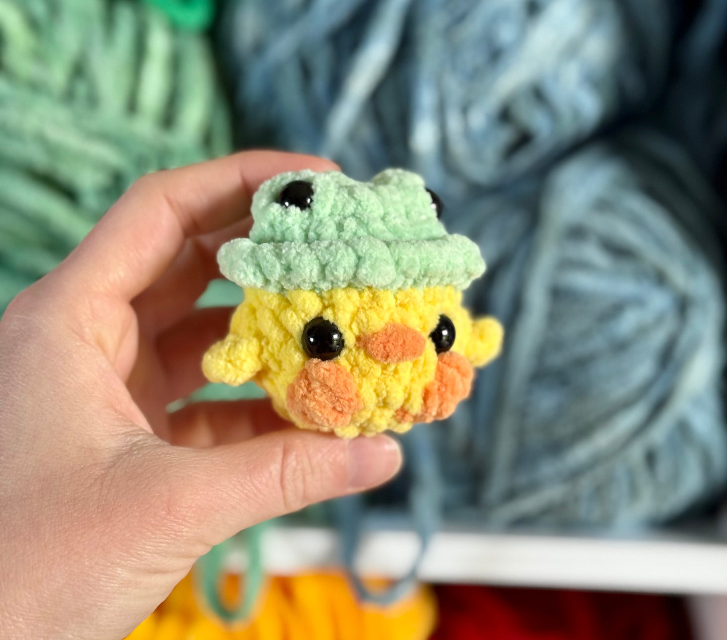 Crochet Chick with Frog Hat